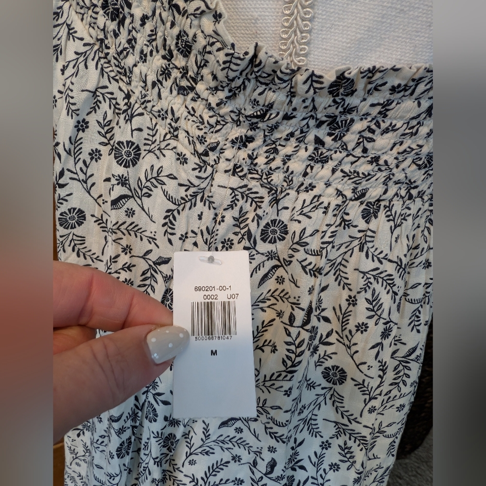 NWT Old Navy Floral Babydoll Smocked Dress Tie Shoulder Straps w Pockets - Picture 6 of 15